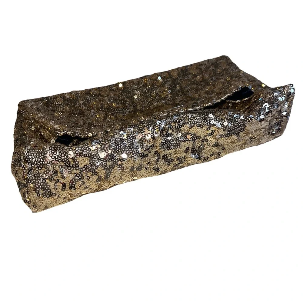 Victoria's Secret Angel Gold Sequin Foldover Clutch‎ Cosmetic Bag NWT Gold Glam